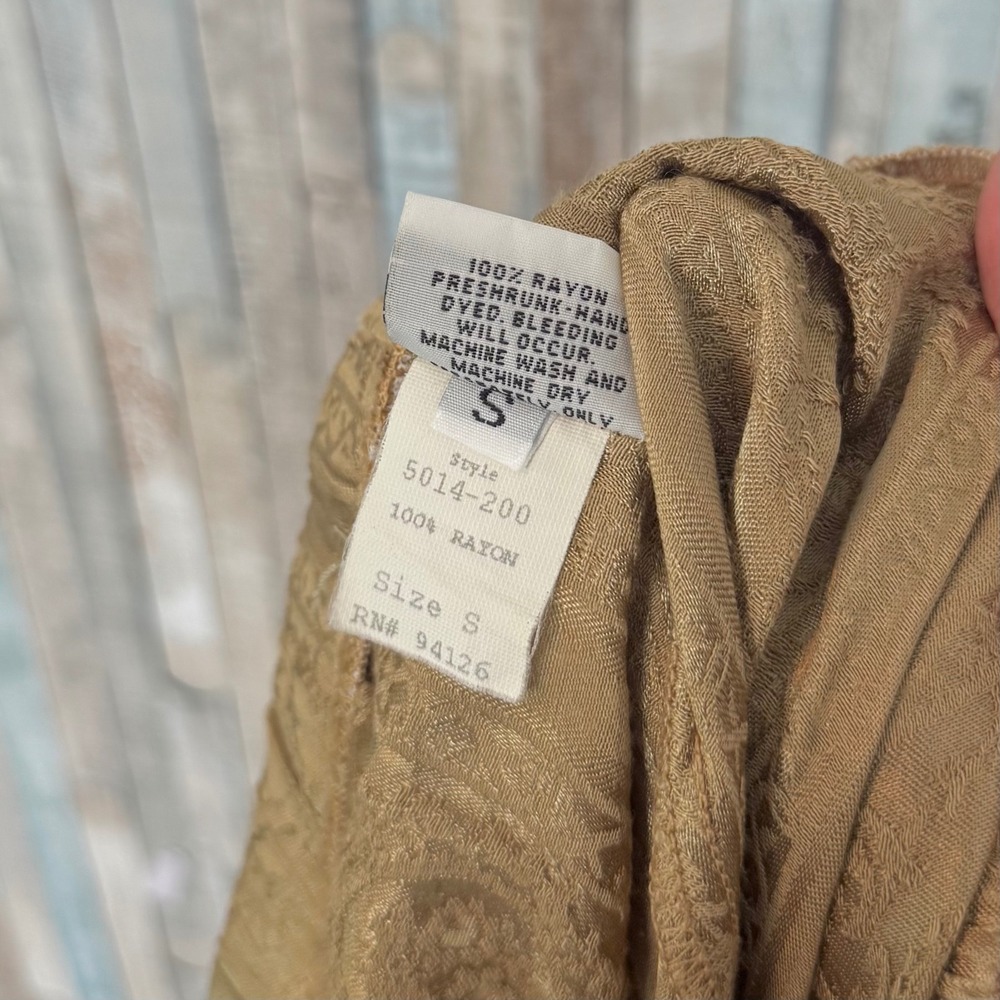 CP Shades S Vintage Gold Jacquard Textured Rayon Button Front Pull On Midi Skirt - Picture 8 of 8